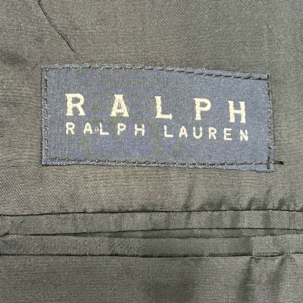 Ralph Lauren Mens Navy Textured Pinstripe Double Breasted Suit 48R 1998 *note - Picture 6 of 16